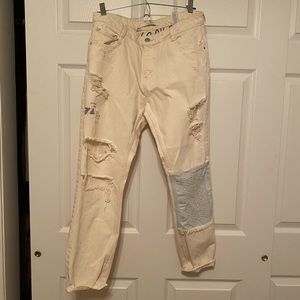 Zara off white patch jeans